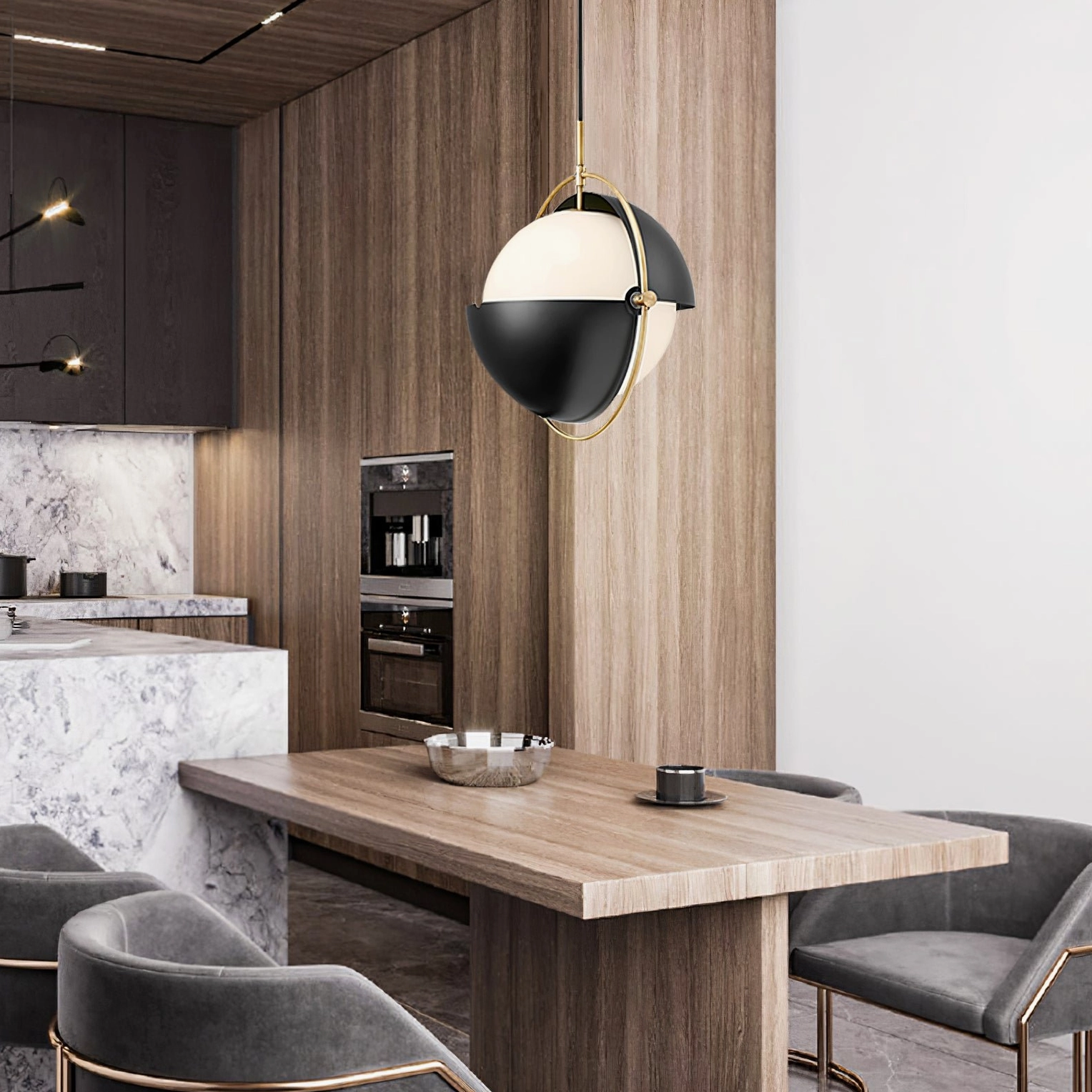 Anix interactive pendant lamp with adjustable light diffusion in contemporary interior design setting