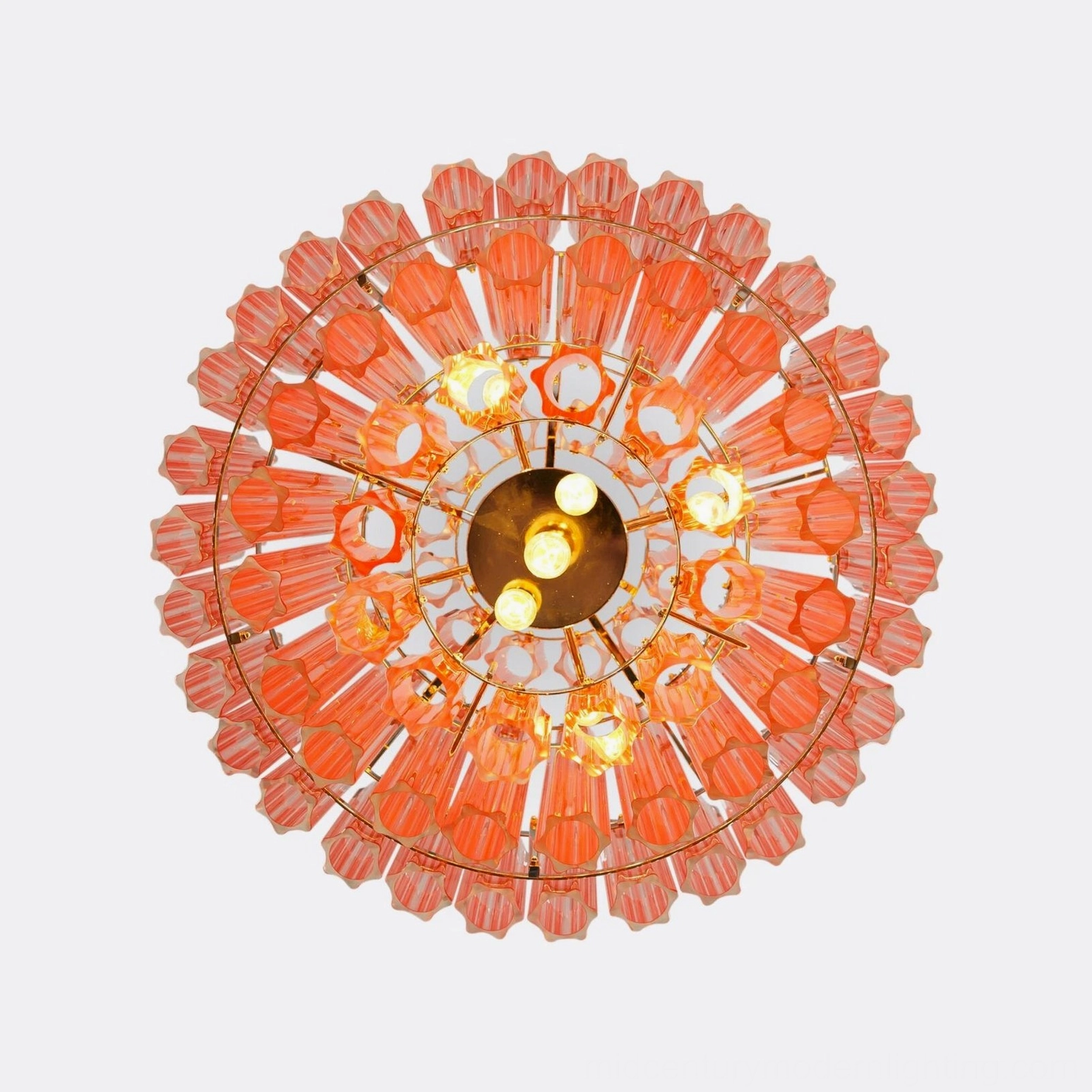 Antella Sunburst Chandelier bottom view - circular tiered floral-inspired glass design showing geometric arrangement and metal frame construction