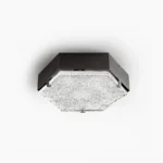 Antheron hexagonal ceiling light modern geometric flush mount black brass glass top-down studio view