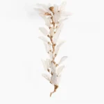 Antique brass botanical branch chandelier with cast resin leaves and integrated LED lighting - front studio view