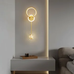 Antler wall lamp mounted in modern bedroom bedside setting with warm ambient glow and contemporary décor