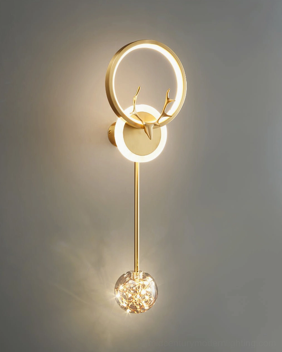 Antler wall lamp in modern living space showing sculptural design and ambient lighting effect