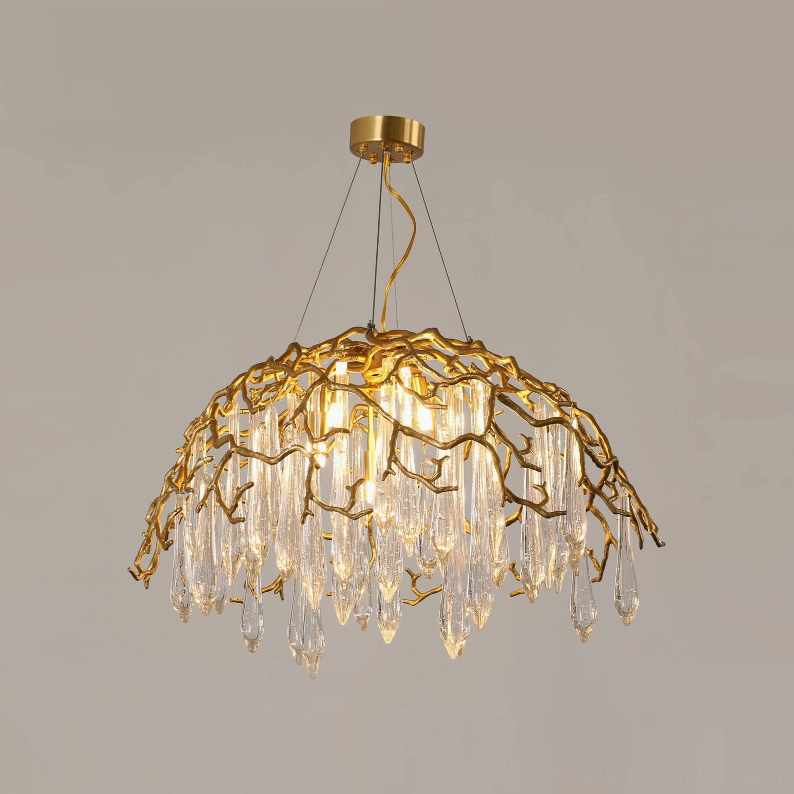Aqua Dome Modern Chandelier Assembly and Components View
