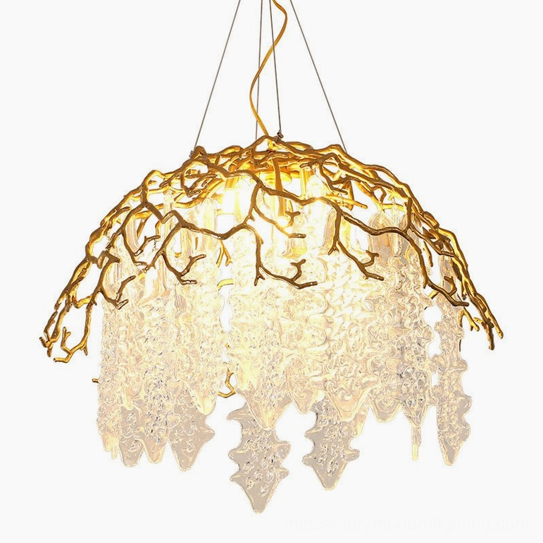 Aqua Dome Chandelier Model B 23.6 inch Diameter Clear Glass Brass Fixture
