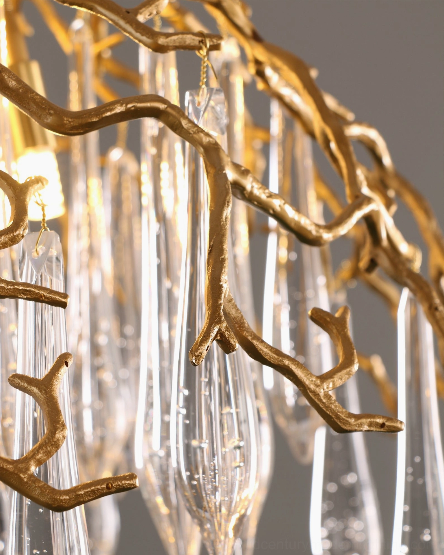 Aqua Dome Brass Chandelier Three-Quarter View of Complete Design