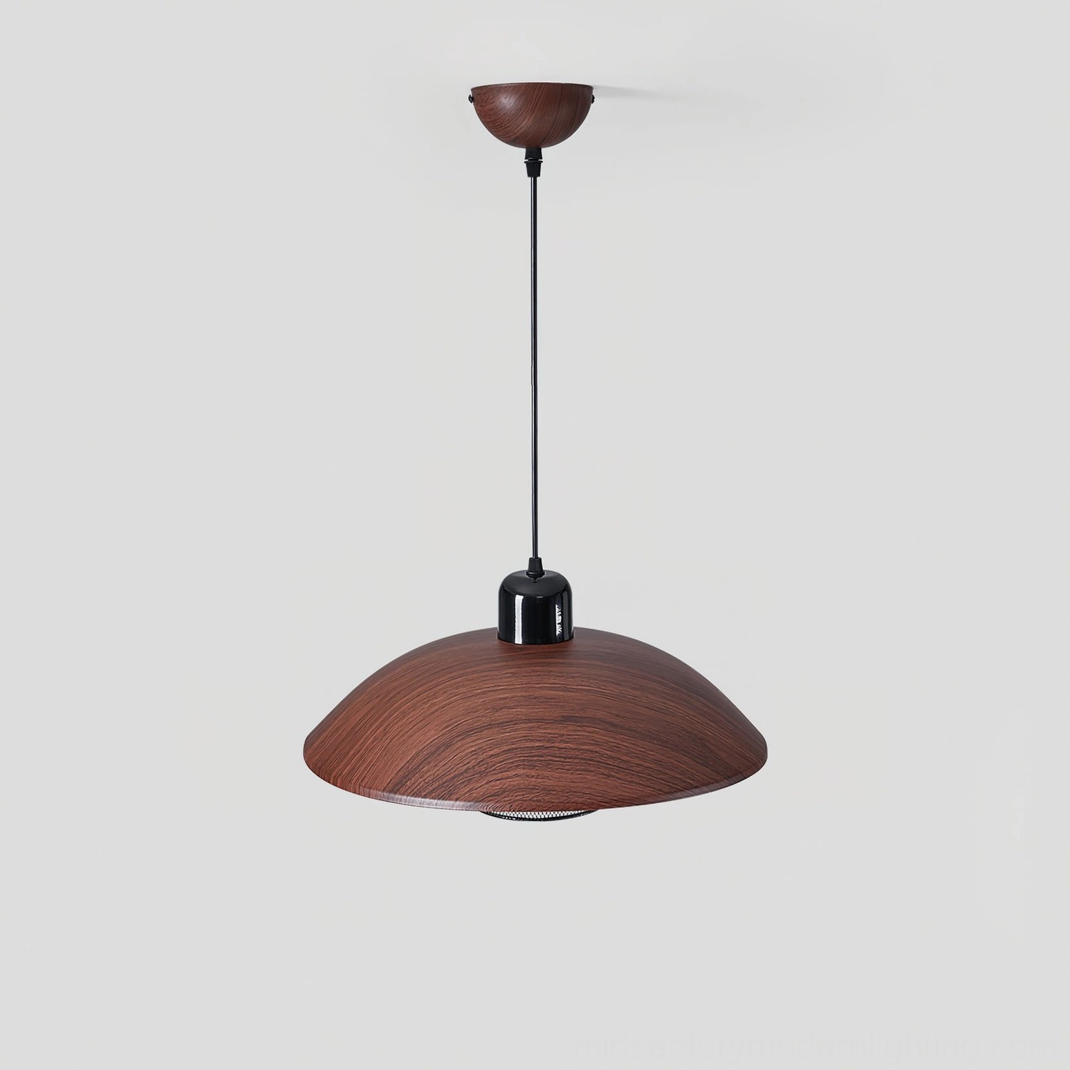 Arcadian pendant light solid disc shade design front view on neutral background