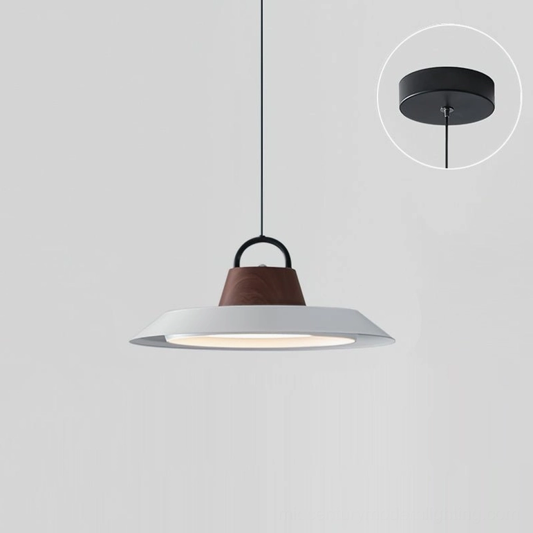 Arenal small 40cm disc pendant in crisp white finish, mid-century modern Scandinavian style