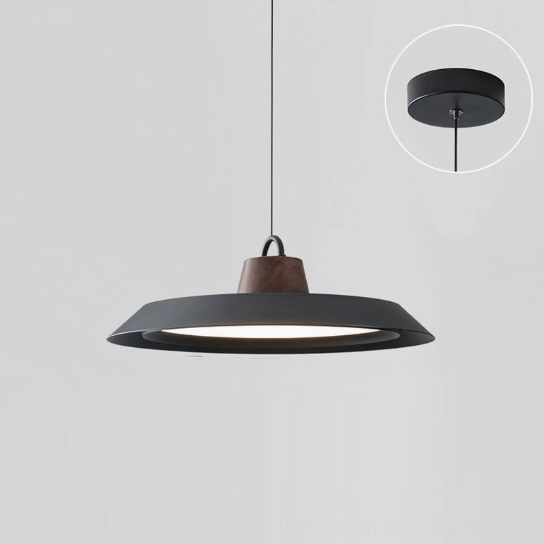 Arenal large 50cm disc pendant in black matte finish, three-color changing light version