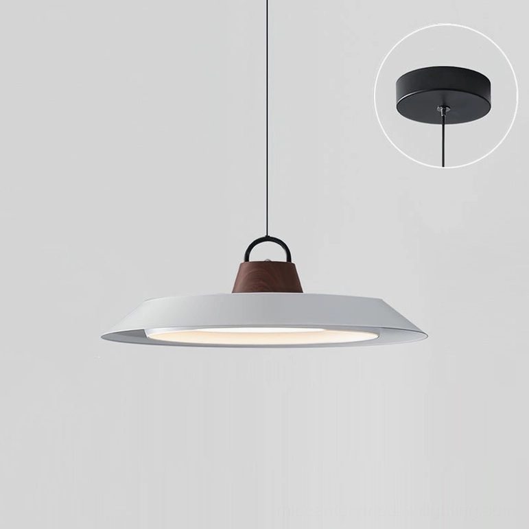 Arenal large 50cm disc pendant in white matte finish with three-color LED changing capability