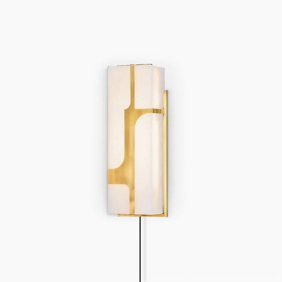 Ariel alabaster plug-in wall sconce handcrafted stone shade texture close-up