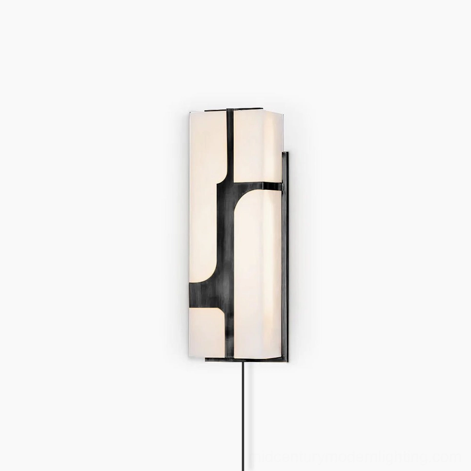 Ariel alabaster plug-in wall sconce medium size front view studio photography white background