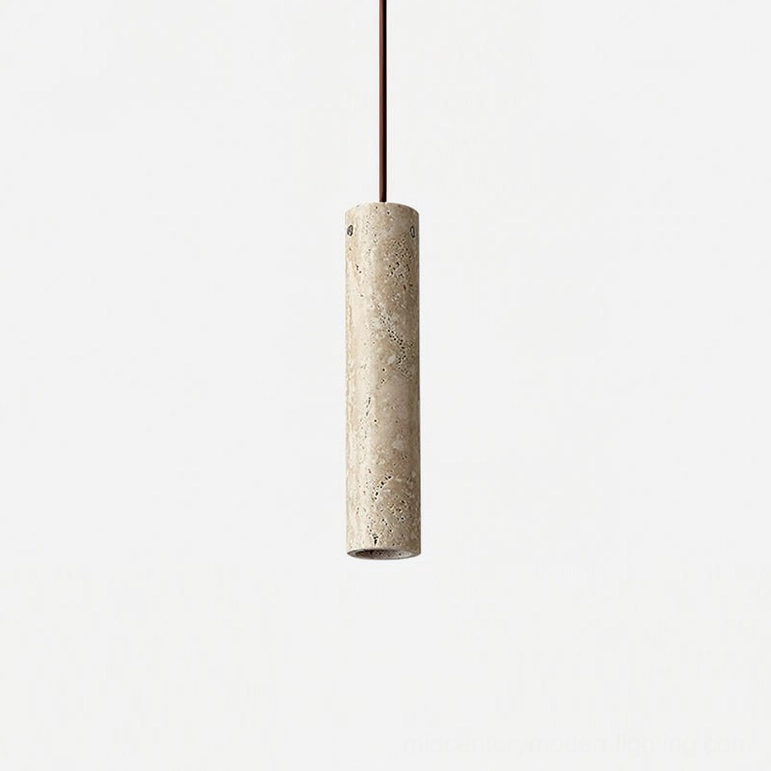 Arlene travertine pendant Model A compact size beige finish in minimalist space