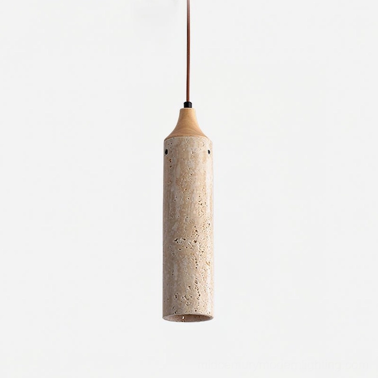 Arlene travertine pendant Model B largest size in warm contemporary bedroom environment