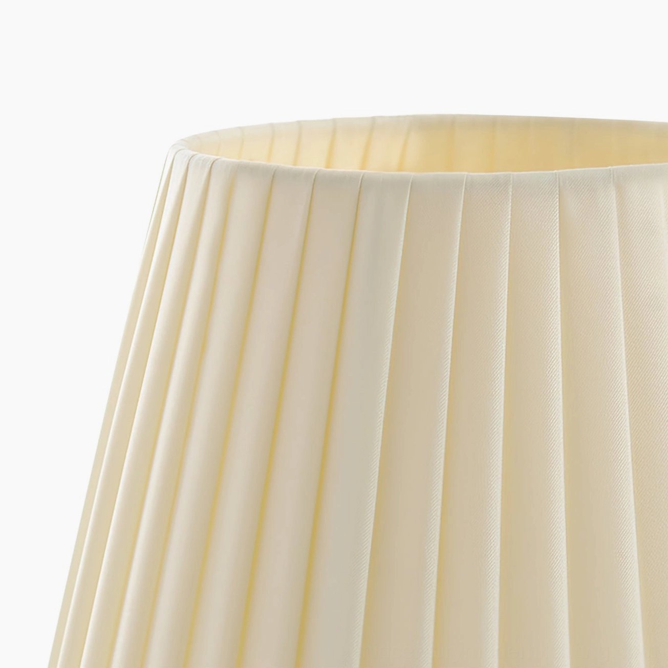 Arstid mid-century modern pleated fabric table lamp full product view with metal base and switch cord