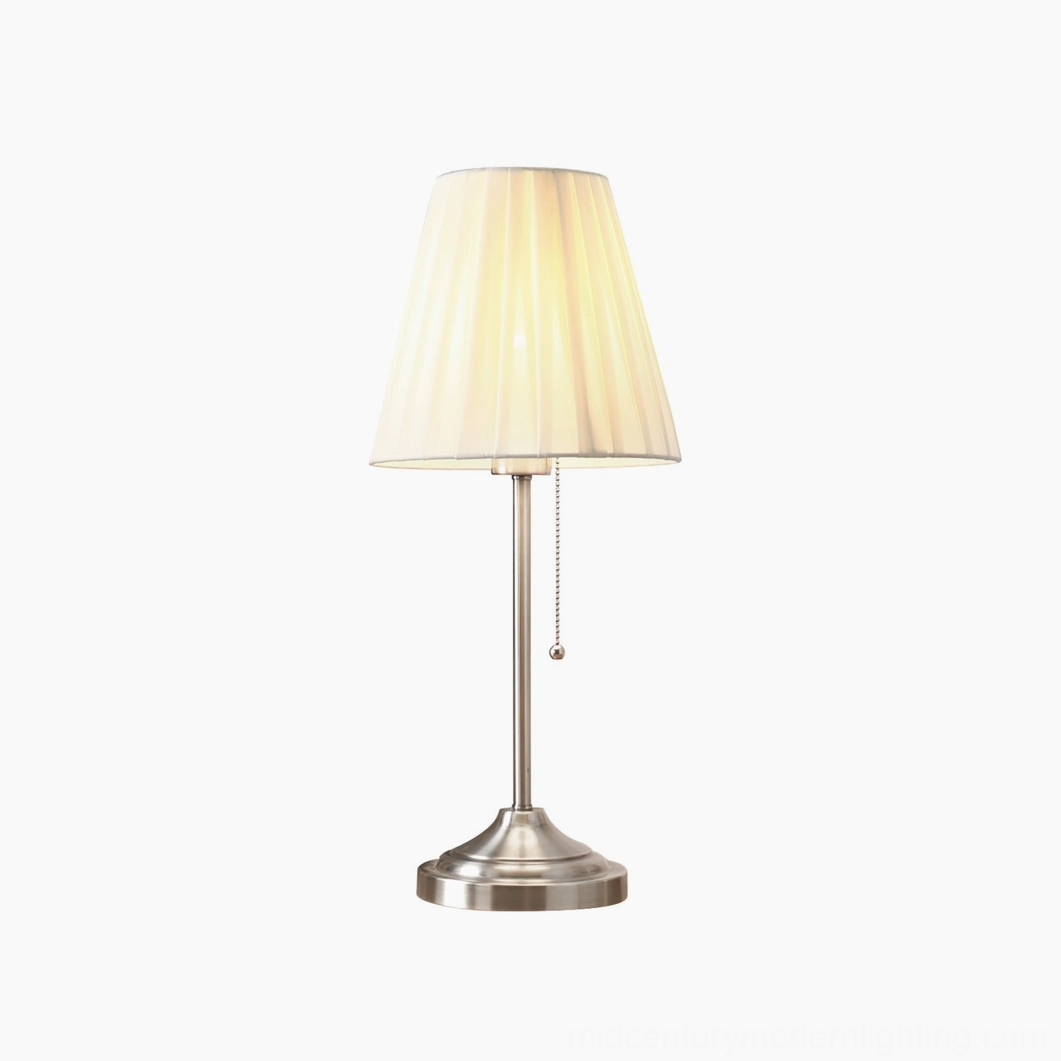 Arstid silver and cream pleated fabric table lamp showing elegant metal base and shade construction