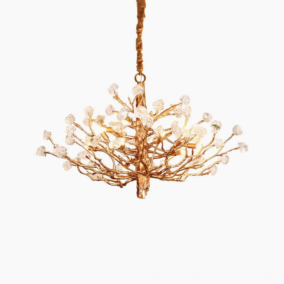 Art deco style gemstone branch chandelier modern lighting fixture product photography