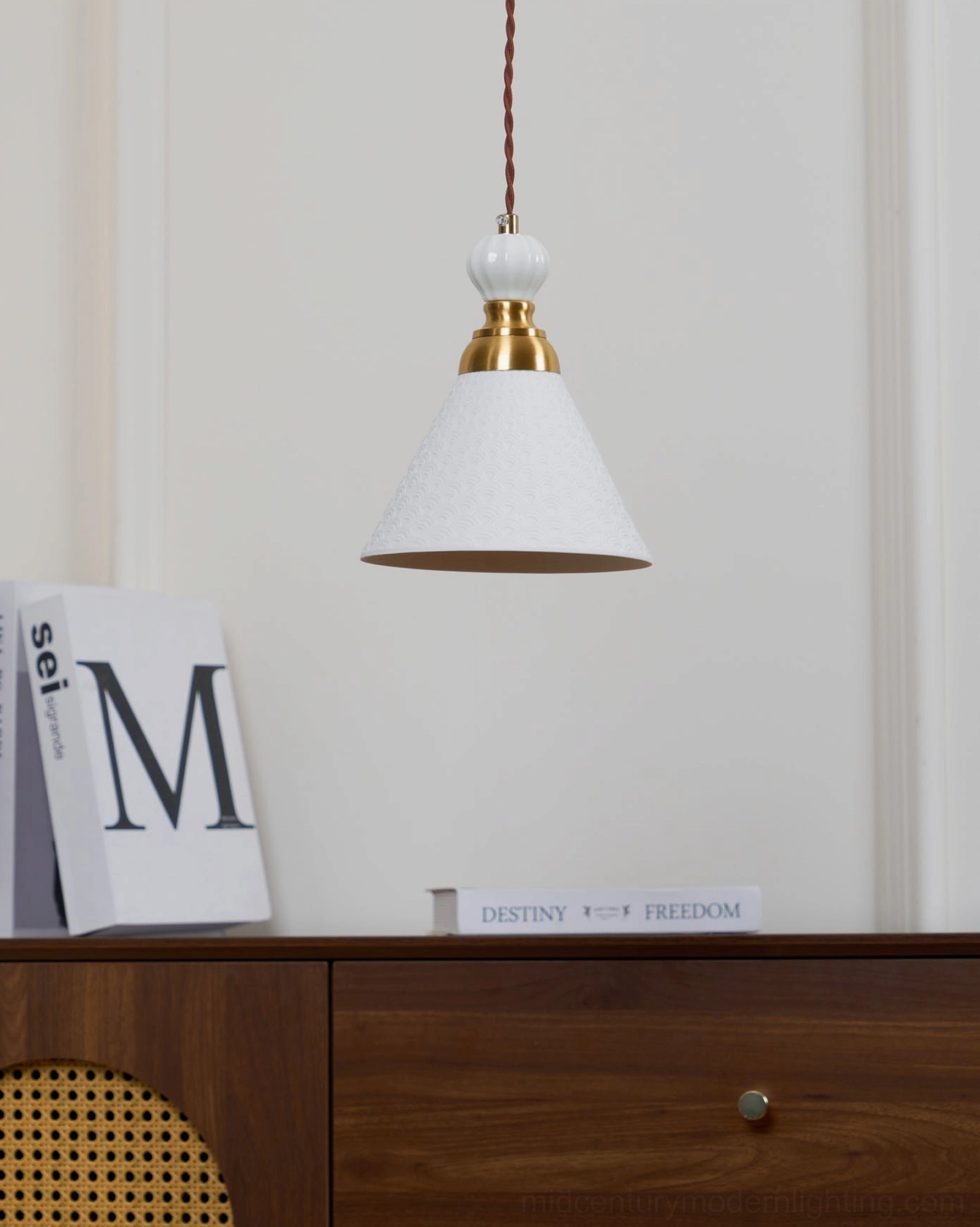 Artisan ceramic pendant lamp design detail showing hand-finished ceramic craftsmanship