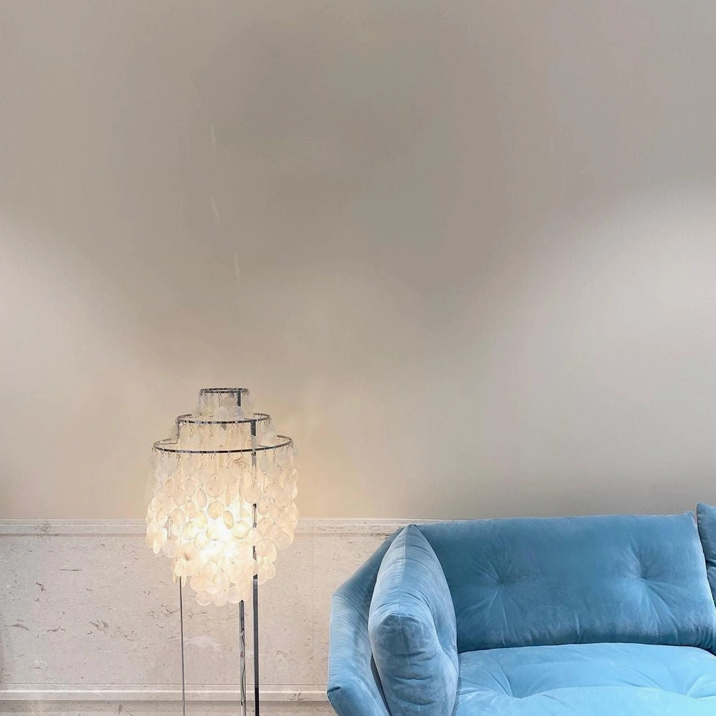 Natural shell floor lamp shell composition and artisanal craftsmanship photography
