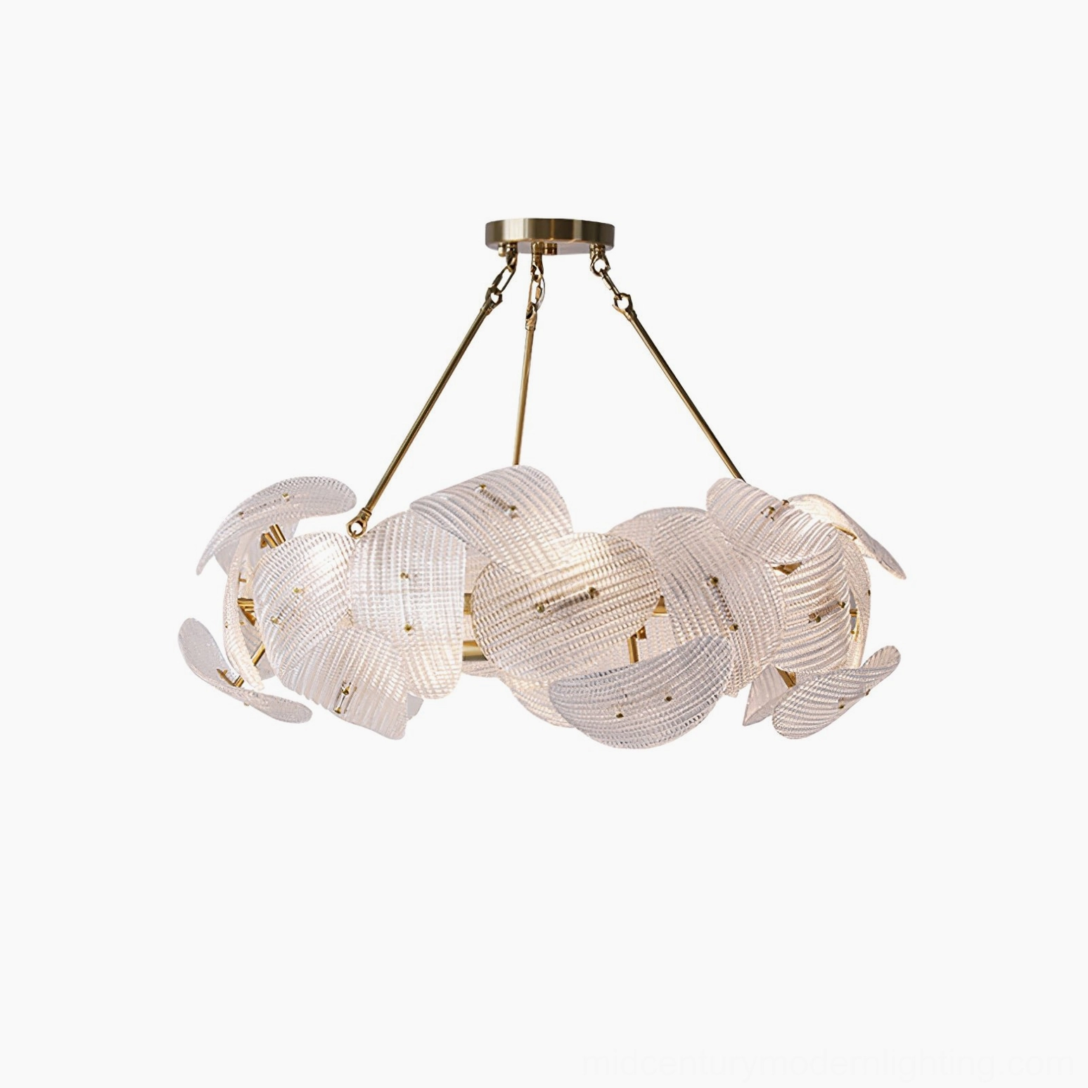 Aster chandelier elegant luxury lighting gold finish ribbed glass shades