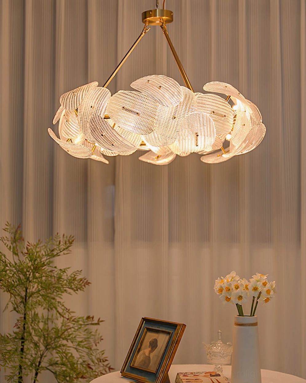 Aster luxury crystal chandelier hanging fixture mid-century modern style