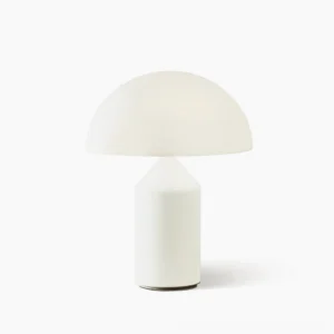 Atollo Glass Table Lamp geometric frosted white sculptural design front view