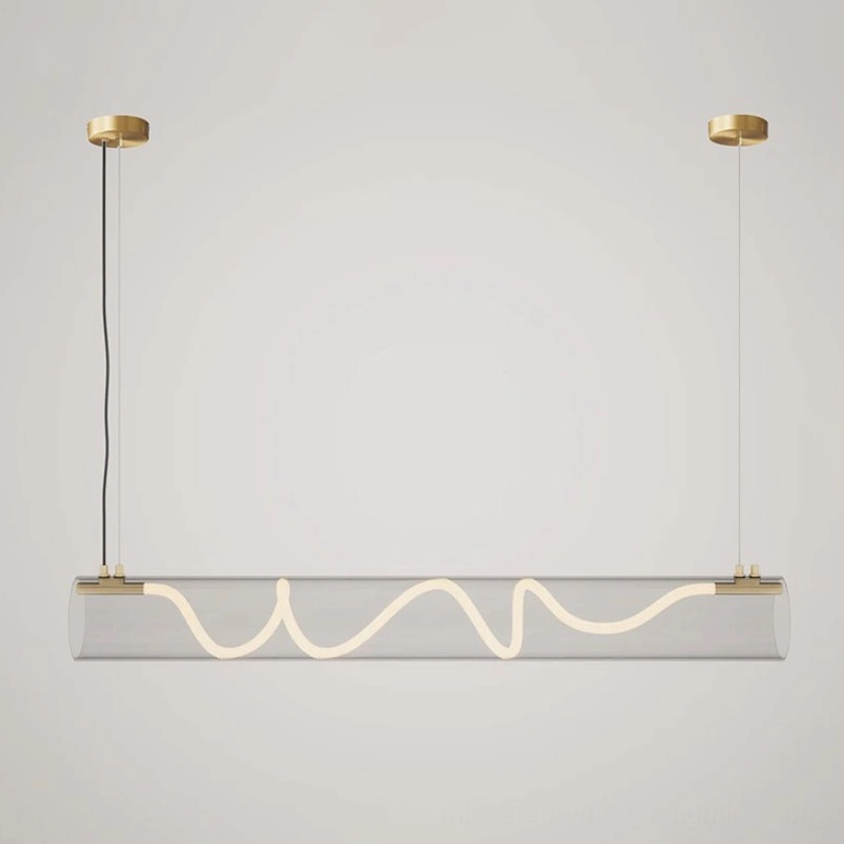 Attalea linear pendant chandelier extra large 70.9-inch with copper hardware on white studio background