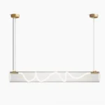 Attalea linear LED pendant chandelier with copper hardware displayed on white background, showing sculptural wavy light design
