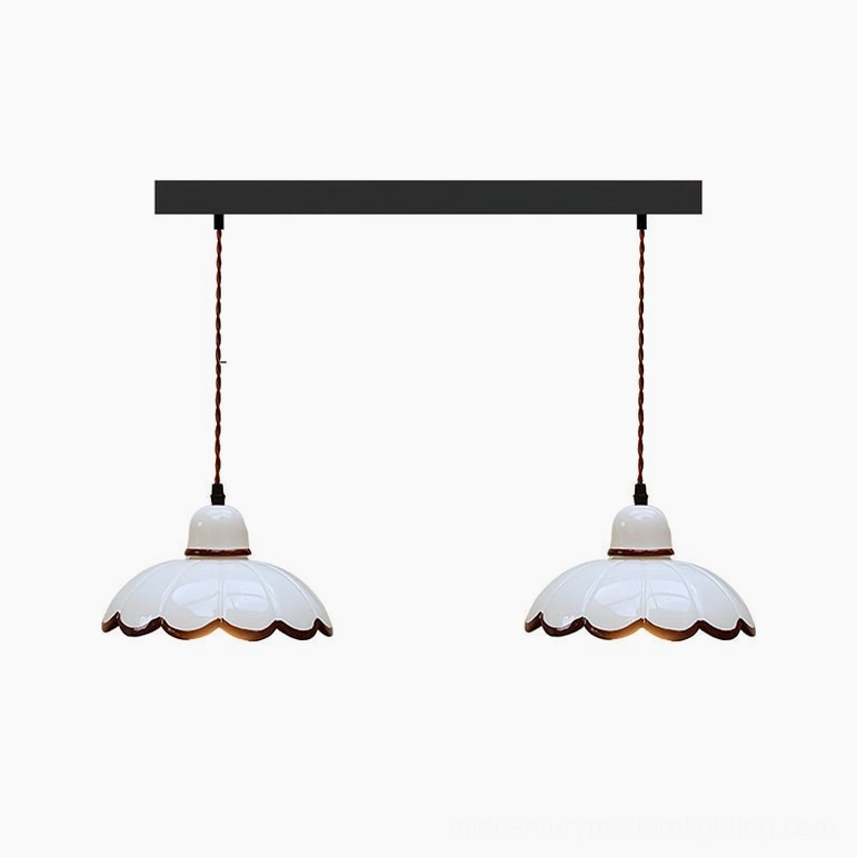 Avalon 2-light pendant cluster configuration white ceramic brown edge