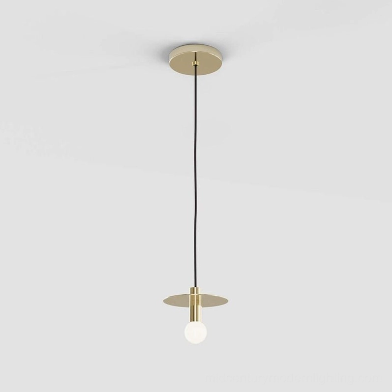 Avida pendant lamp in brass gold finish demonstrating mid-century modern aesthetic and sculptural form