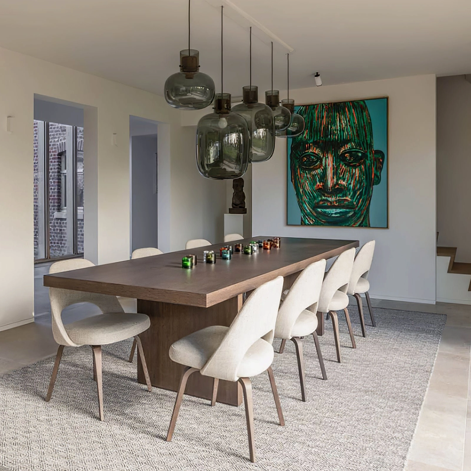 Awa pendant light compact size option, minimal modern dining space accent lighting