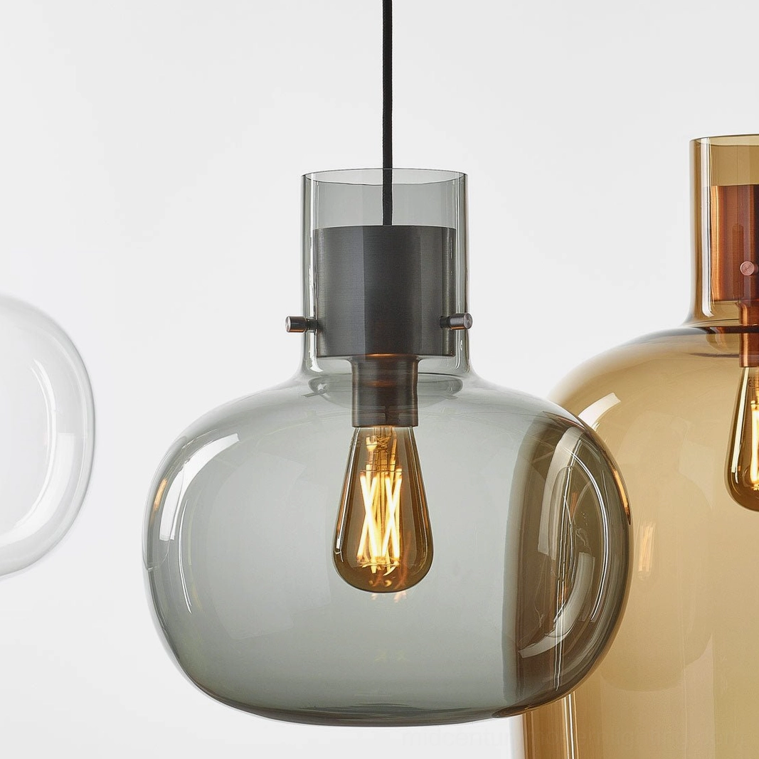 Awa pendant light installation over kitchen island, practical task lighting with minimalist design