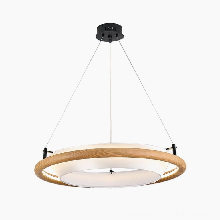 Azria 23.6 inch wood ring chandelier in natural wood finish - warm light variant for contemporary living spaces