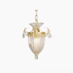 Bagatelle brass crystal pendant lamp front view studio shot