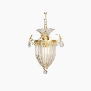 Bagatelle brass crystal pendant lamp front view studio shot