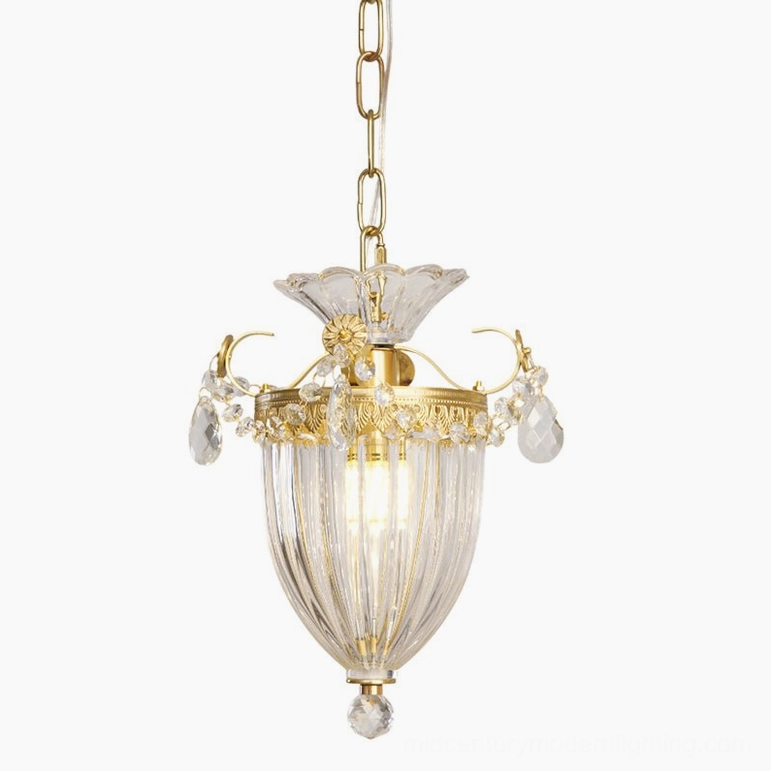 Bagatelle brass crystal pendant light 25cm diameter luxury fixture
