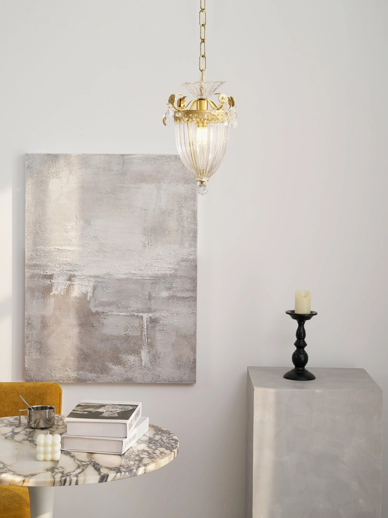 Bagatelle mini brass crystal pendant ceiling light minimalist interior