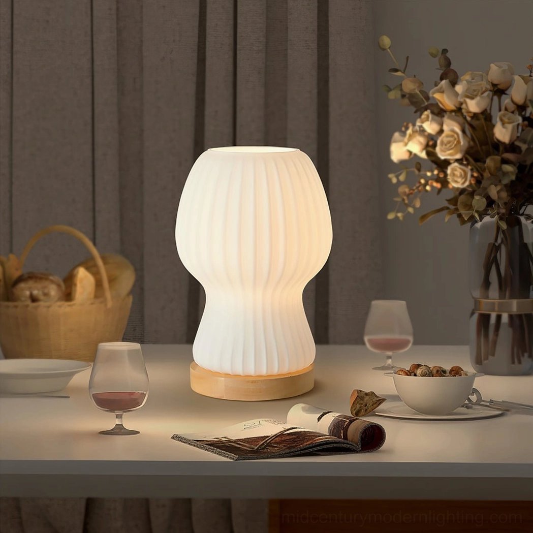 Baja table lamp on dining table with warm home dining ambiance and tableware