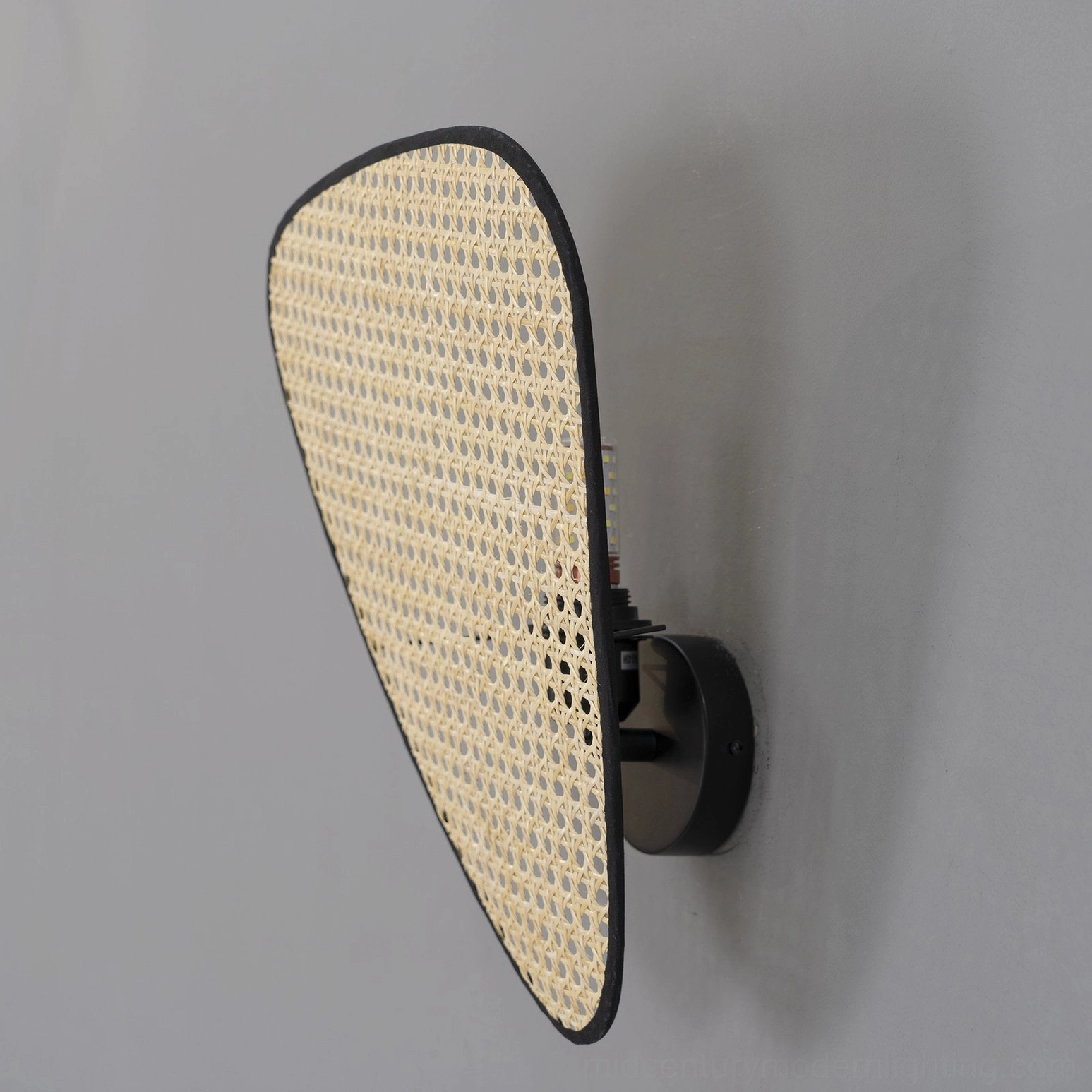 Natural bamboo rattan wall lamp dual-panel large size feature wall installation dramatic lighting