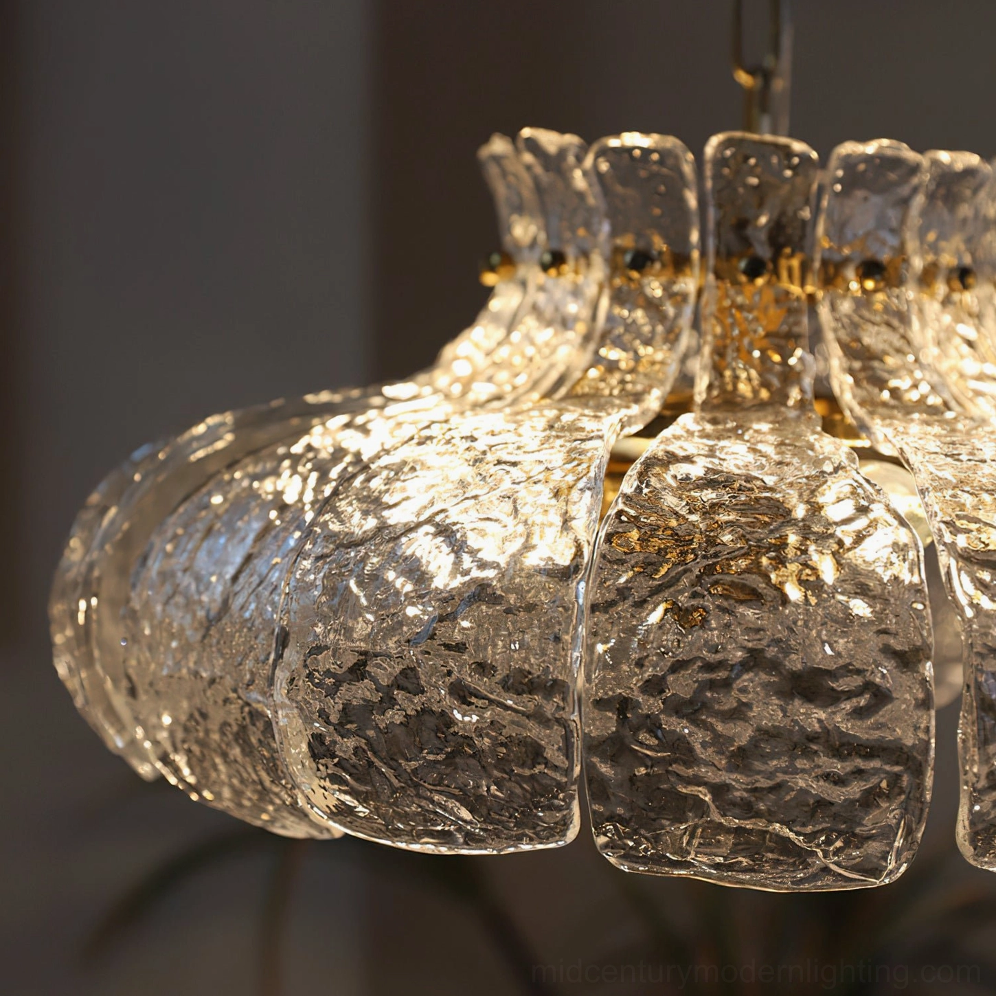 Barlas ribbed glass pendant light in Scandinavian interior with minimalist furniture and neutral palette