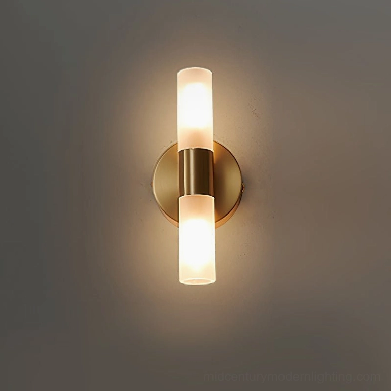 Barton large statement wall sconce, 18cm height, brass and white finish detail