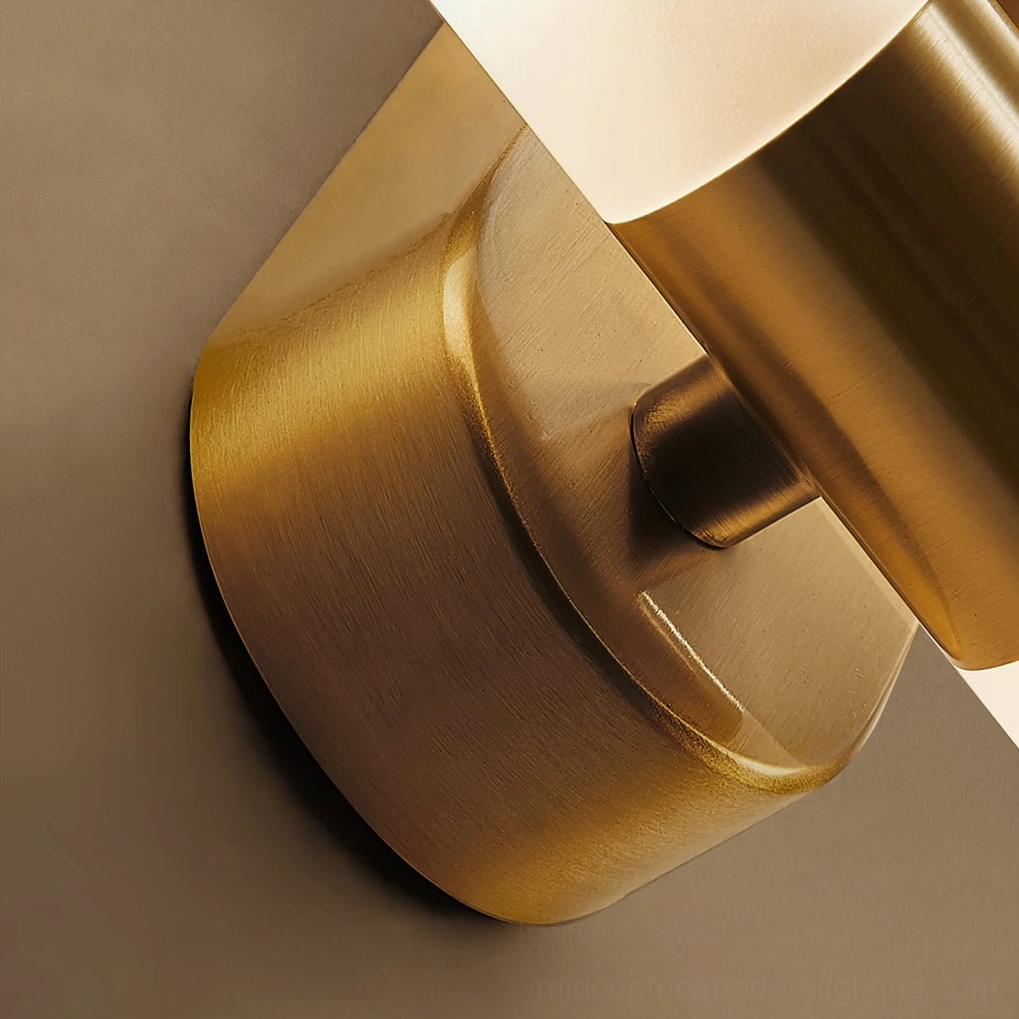 Barton wall sconce styled shot, interior design context with modern decor