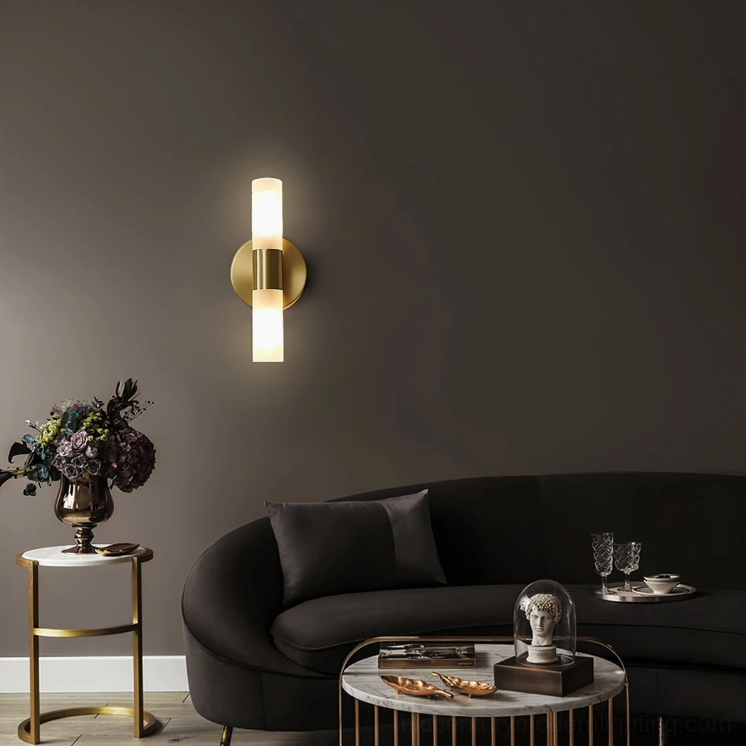 Barton wall sconce mounted on white wall, clean minimal installation view