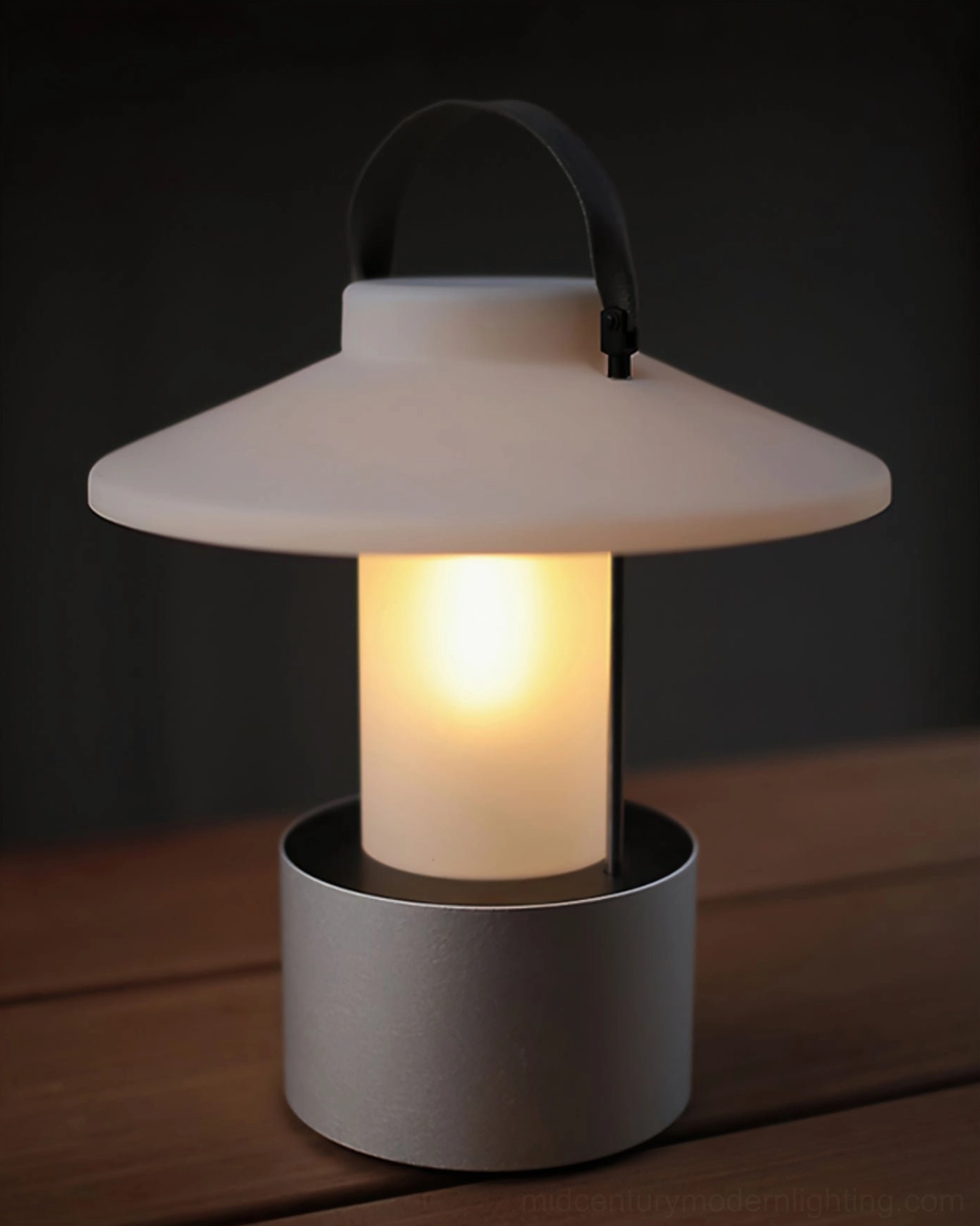 Outdoor battery-powered table lamp perfect for entertaining and dining spaces