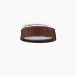 Bayou handwoven rattan ceiling light with circular form displayed on white background, showcasing natural woven texture and minimalist design