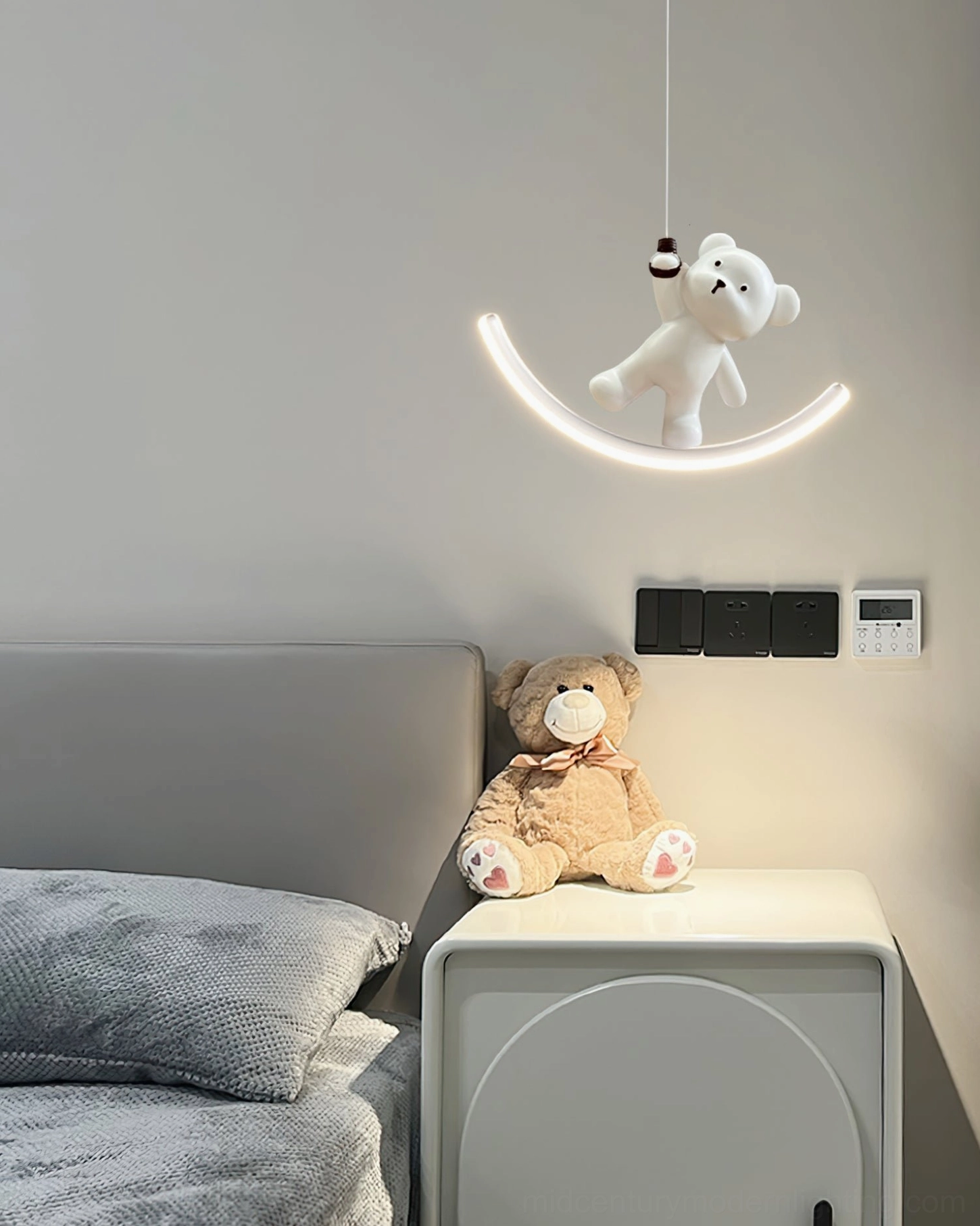 Bear pendant lamp sculptural form - artistic three-dimensional resin design