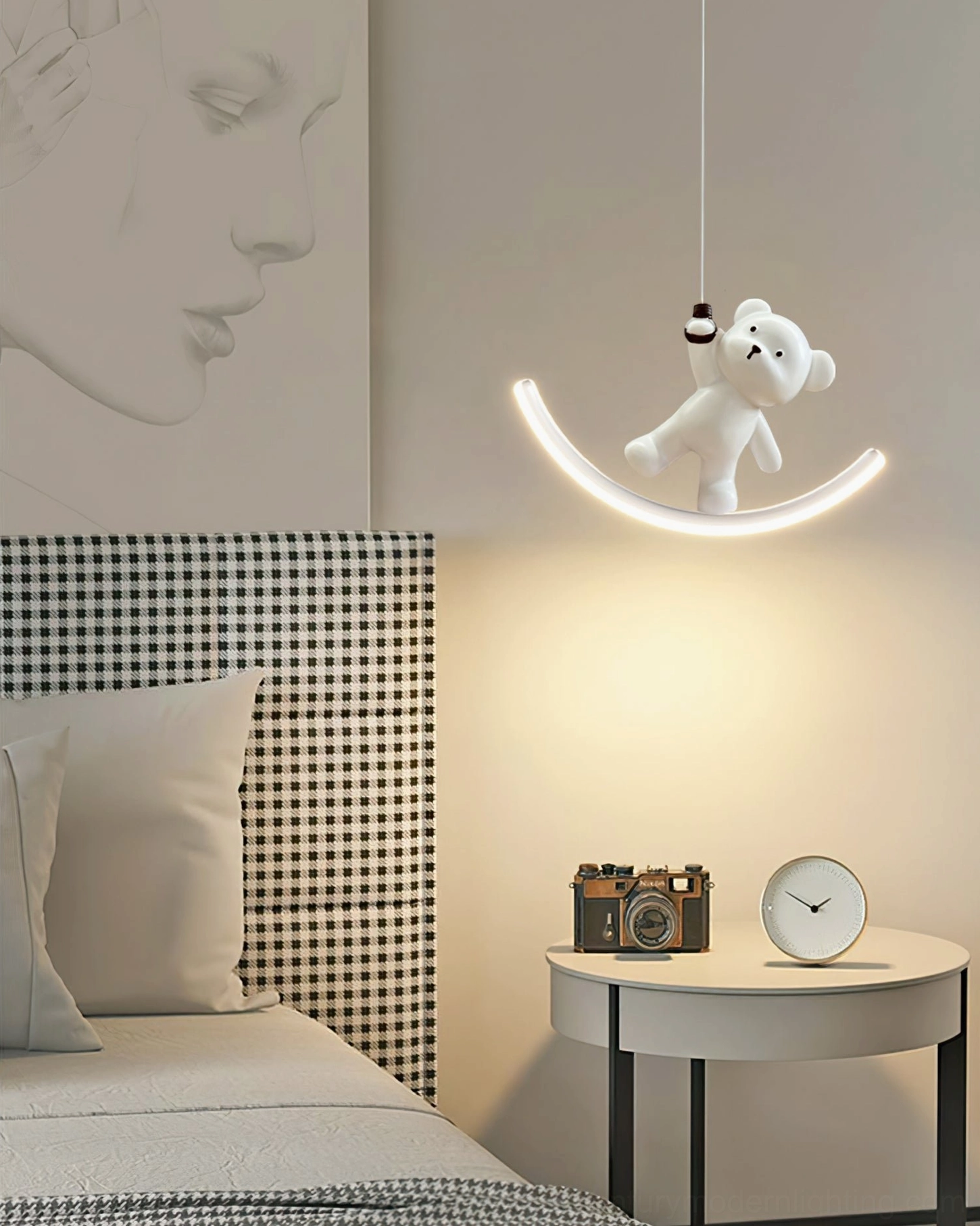 Bear resin pendant light - detailed product photography showing material texture and finish