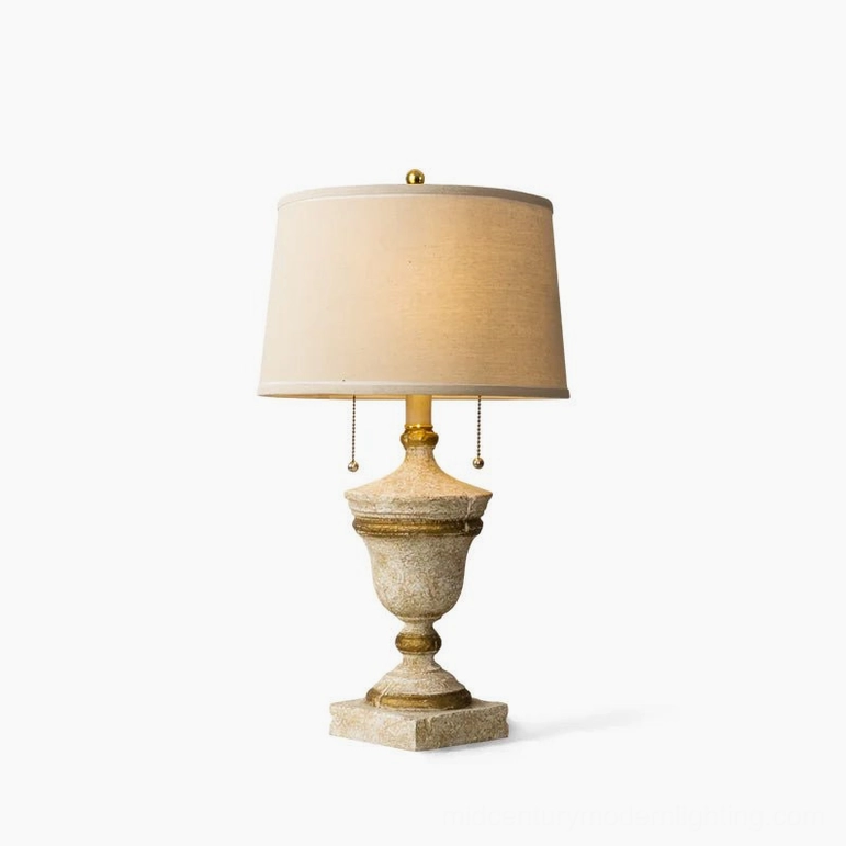 Beatrix antique white neoclassical table lamp compact profile - complete studio photography