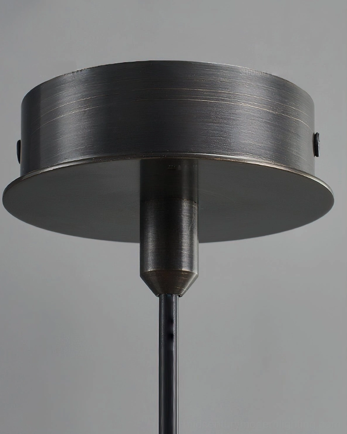 Beckett alabaster pendant light ceiling canopy mounting base - brushed dark bronze round metal hardware detail
