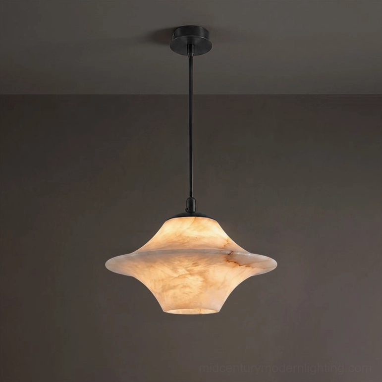 Beckett medium alabaster pendant light 8.7 inch diameter - black and white alabaster versatile pendant fixture