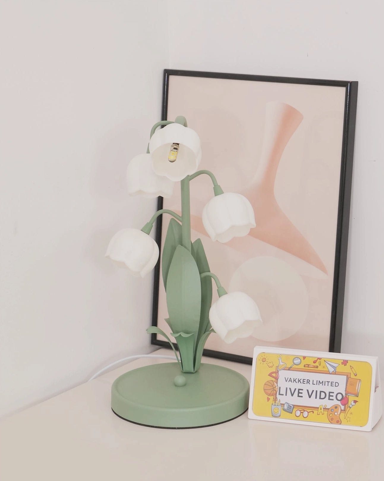 Bell Orchid Table Lamp full view in home interior with coordinated furniture and decor arrangement